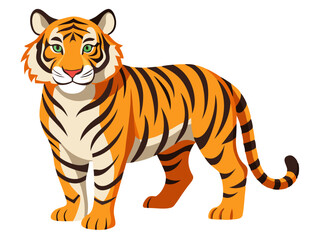 Obraz premium tiger cartoon vector - vector illustration tiger, Bengal Tiger vector art isolated on white