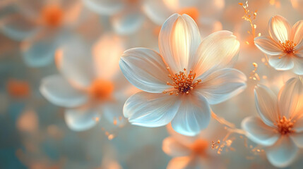 Delicate White Flowers in Soft Light Illustration