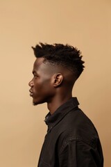 Obraz premium African barista side portrait photo photography hairdresser.