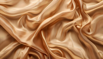 Fototapeta premium Beautiful light brown fabric as background, top view