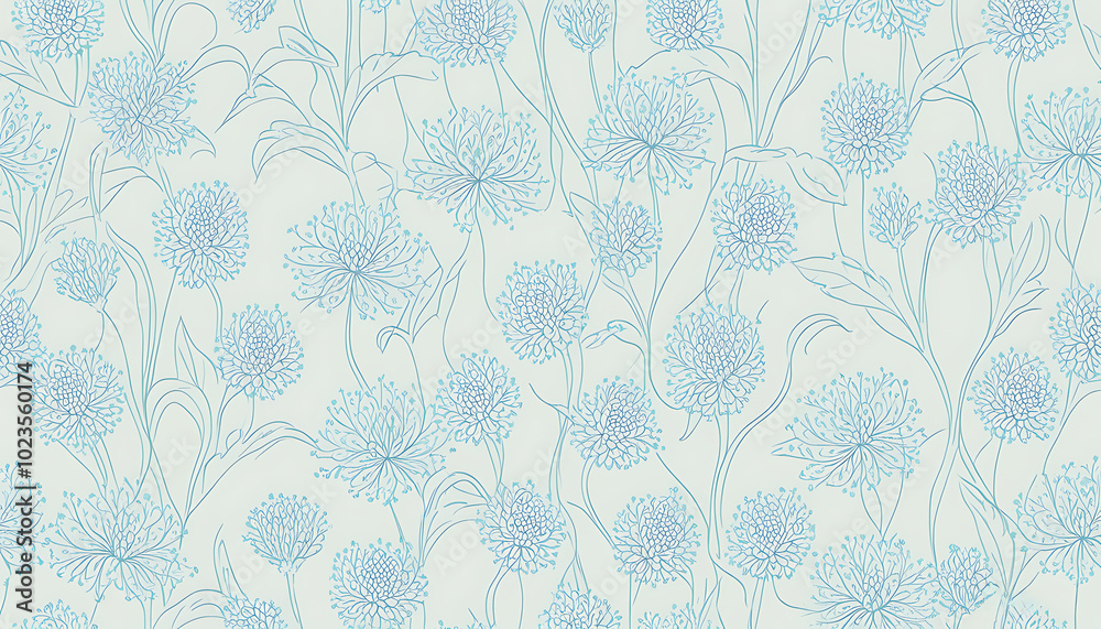 Wall mural natural floral pattern wallpaper design with elegant and romantic plant texture.