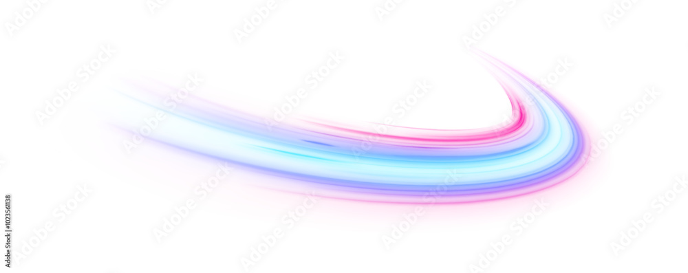 Poster Blue stripes in the form of drill, turns and swirl. Undulate wave swirl swoosh, dynamic twisted lines. 