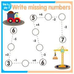 vector illustration of a children's math game on the theme “I can count.” Mathematical examples of addition and subtraction in a playful way.	
