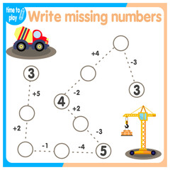 vector illustration of a children's math game on the theme “I can count.” Mathematical examples of addition and subtraction in a playful way.	
