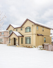 luxury house with big tree and nice landscape at winter in Vancouver, Canada