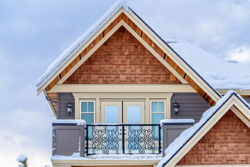 luxury house with big tree and nice landscape at winter in Vancouver, Canada