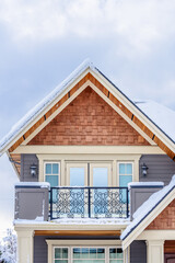 luxury house with big tree and nice landscape at winter in Vancouver, Canada