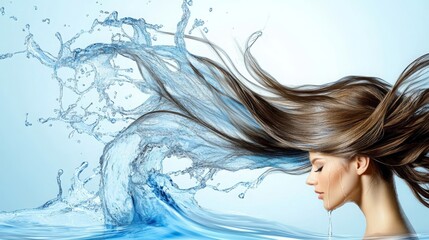 Fototapeta premium Woman with flowing hair and water splash
