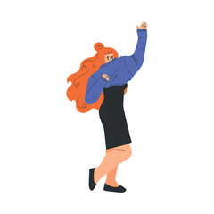 Woman Character Dress Up Put On Sweater Clothes Vector Illustration