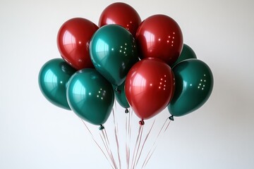 Red and green balloons, isolated on white background. 