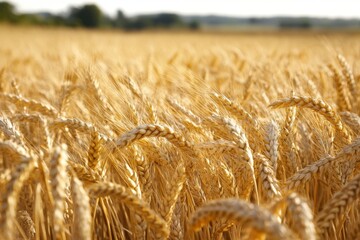 Golden wheat field in sunlight