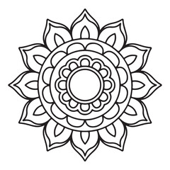 Simple Mandala Shape for Coloring. Vector Mandala. Floral. Flower. Oriental. Book Page. Outline.