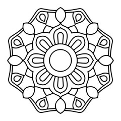 Simple Mandala Shape for Coloring. Vector Mandala. Floral. Flower. Oriental. Book Page. Outline.