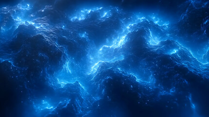 Abstract Blue 3D Background with Glowing Waves
