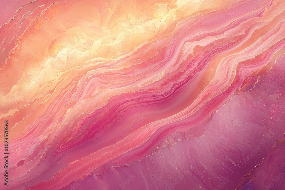 Canvas Prints abstract pink and orange fluid art with smooth waves and gradient.