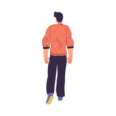 Man Character Standing from Behind Back View Vector Illustration