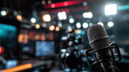 Journalist Microphone on News Desk