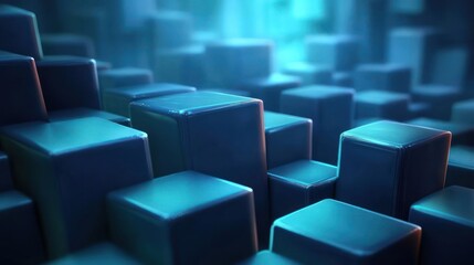 Fototapeta premium Abstract representation of stacked blocks in a digital environment.