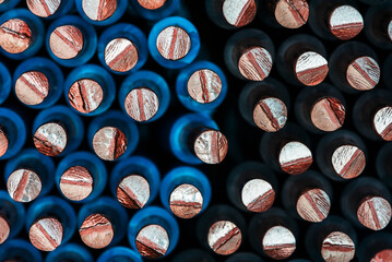 Cross-section of bundle copper wire electric cable