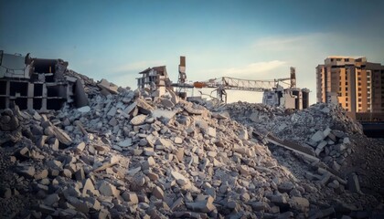 Fototapeta premium Concrete rubble debris at a building site 