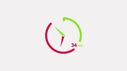 Abstract 34 minute clock icon modern design animation 4k video.