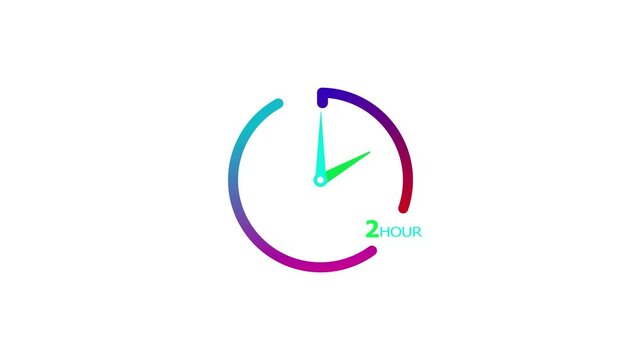 2 hour timer clock icon modern design animation 4k video.