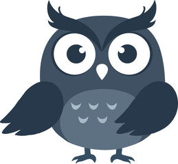 A Cute Baby Owl Silhouette Deep Blue Illustration