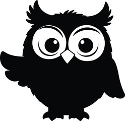 A Bold and Adorable Owl Illustration black and white.eps