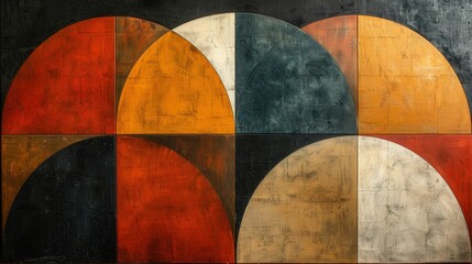 Fototapeta premium Colorful geometric wall art featuring a circular design perfect for Halloween decor