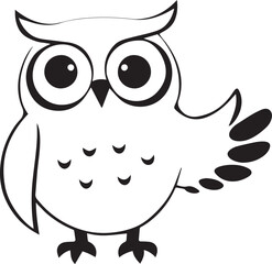 Owl Illustration line Minimalist  white background