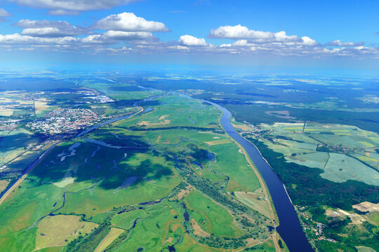 Unteres Odertal, Brandenburg, Fluss, Luftbild, Oder, Grenze, Polen, 
