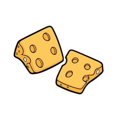 From Block to Bite A Journey of Cheese Dices and Slices Illustration