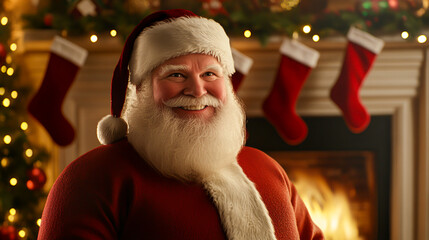 Cheerful Santa Claus in a Cozy Holiday Setting