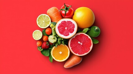 Colorful Collection of Nutrition Tips and Fresh Produce