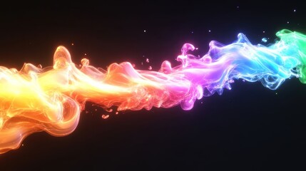 Fototapeta premium A vibrant, colorful wave of liquid-like energy flowing through a dark background.