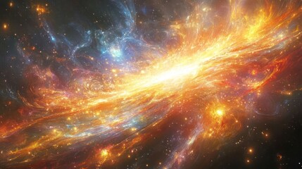 Fototapeta premium A vibrant cosmic scene depicting swirling galaxies and star formations in space.