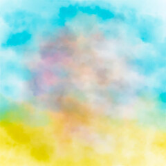 水彩抽象画　河川敷から見た空