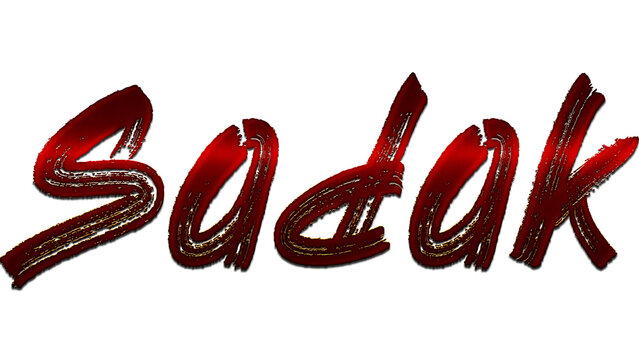 3D blood red Hindi word design of Sadak on white background.	
