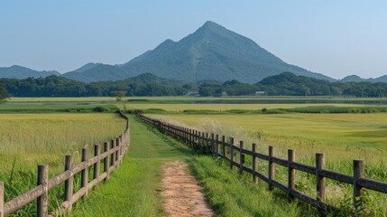 Fototapeta premium Tranquil hiking path guiding you to stunning panoramic views of magnificent mountain scenery