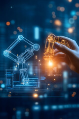 Hand holding digital tool visualization. Automation development DevOps concept