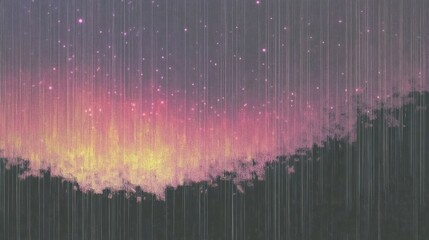A vibrant gradient of colors resembling a sunset or aurora in a textured, abstract style.