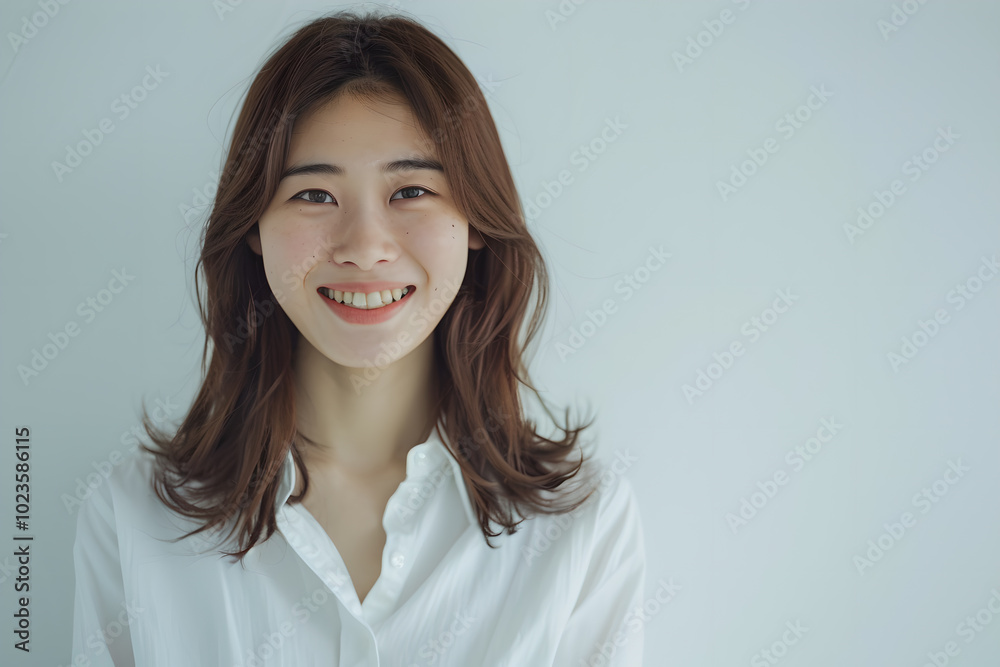 Wall mural portrait of a smiling woman