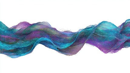 Abstract flowing waves in vibrant colors of blue, purple, and teal.