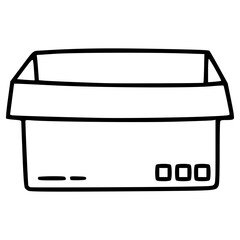 open cardboard box hand drawn doodle outline icon