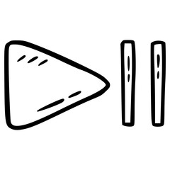 play and pause hand drawn doodle outline icon
