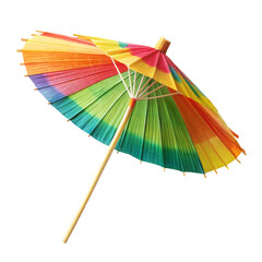 Obraz premium Colorful tropical straw umbrella, isolated on transparent or white background.