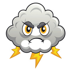 Angry cloud vector illustration with white background.