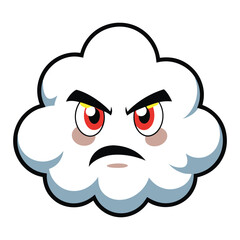 Angry cloud vector illustration with white background.