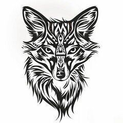 Fox head silhouette featuring intricate tribal designs.