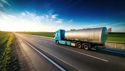 Fuel truck transporting fuel on highway with safety focus 